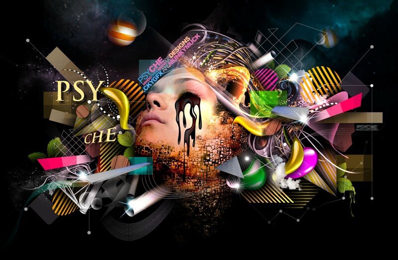 Psychedelic digital art collage