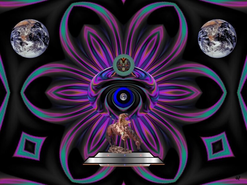 Psychedelic eye with Earth globes