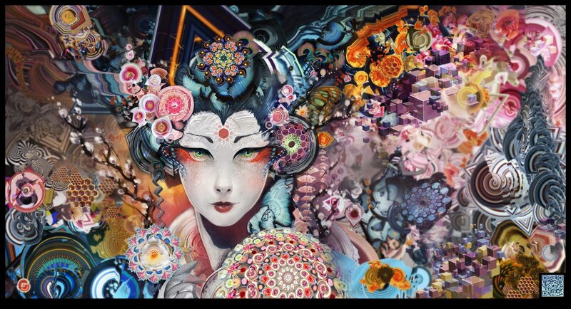 Psychedelic geisha portrait