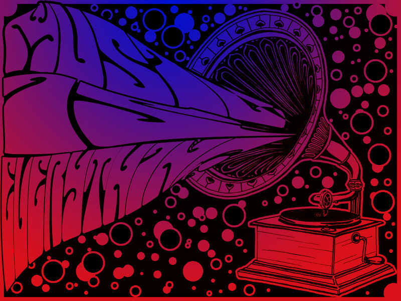 psychedelic gramophone illustration