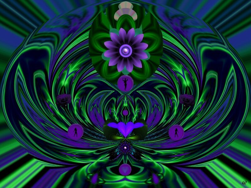 Psychedelic green and purple swirl