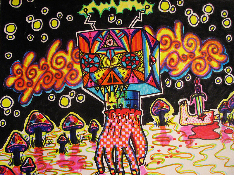 psychedelic hand monster
