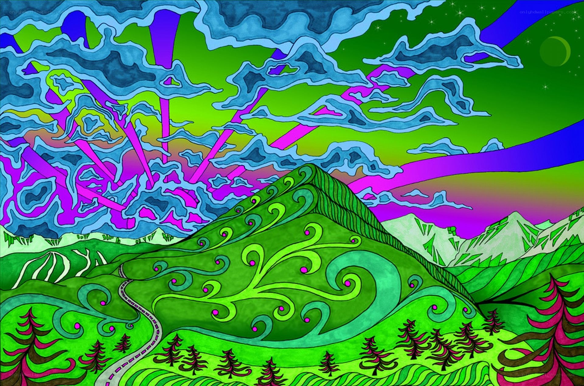 psychedelic landscape art
