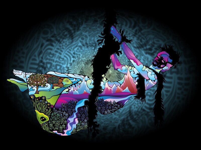 psychedelic landscape figures