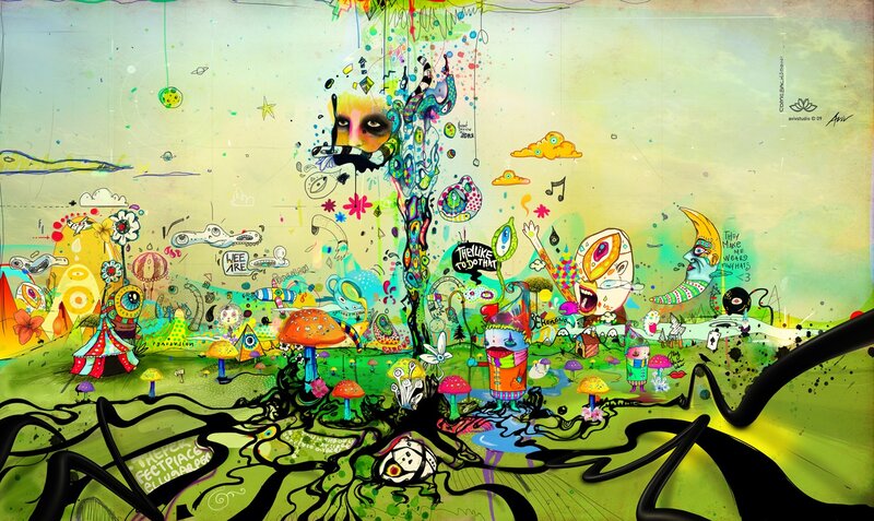 Psychedelic Landscape Illustration — Green
