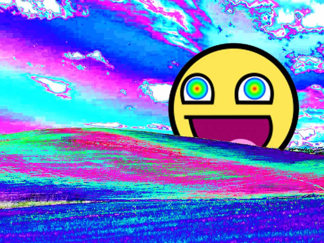 psychedelic landscape with emoji