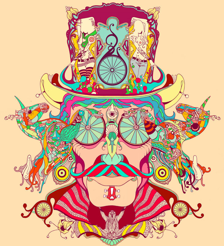 psychedelic man with top hat