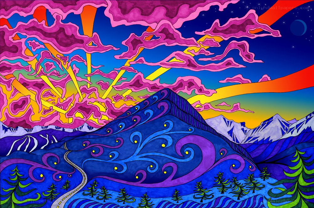 Psychedelic mountain landscape
