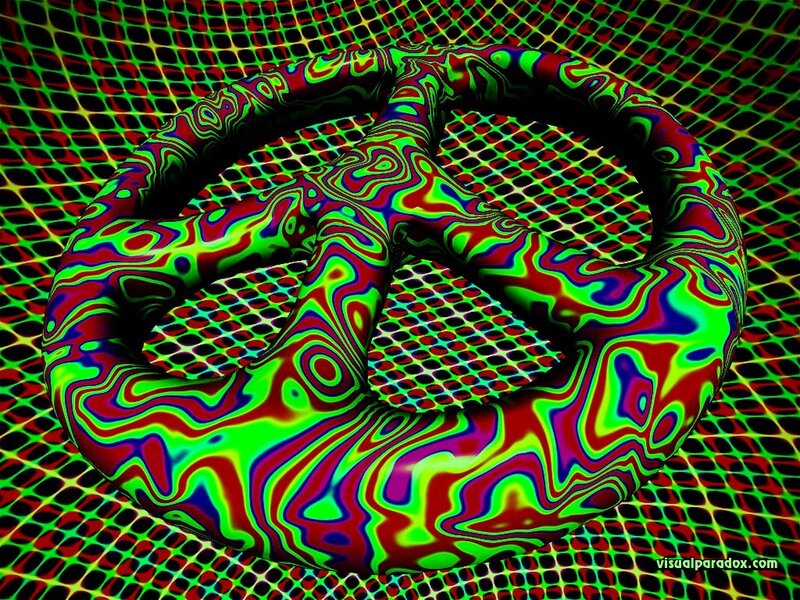 Psychedelic Peace Symbol — Green