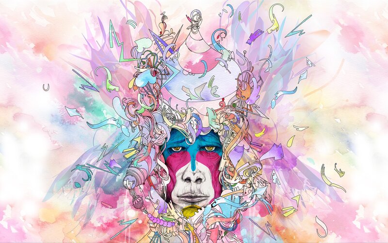 psychedelic portrait with abstract elements