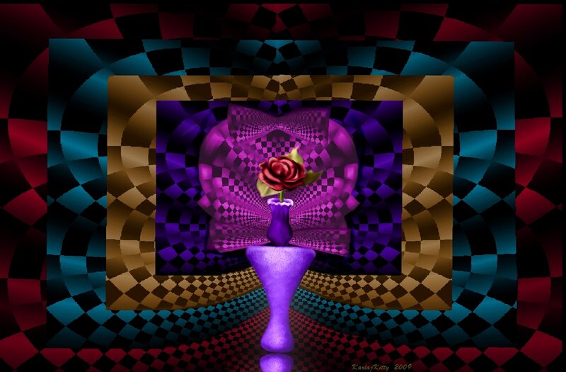 Psychedelic rose in a vase