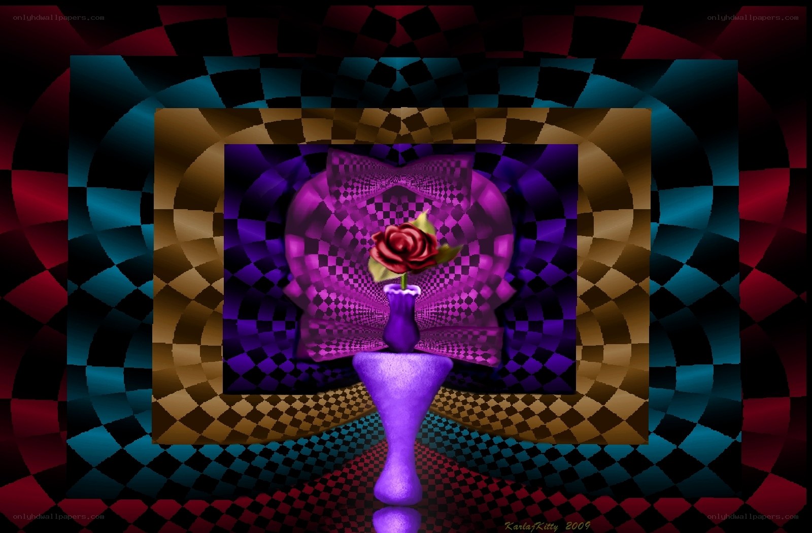 Psychedelic rose in a vase