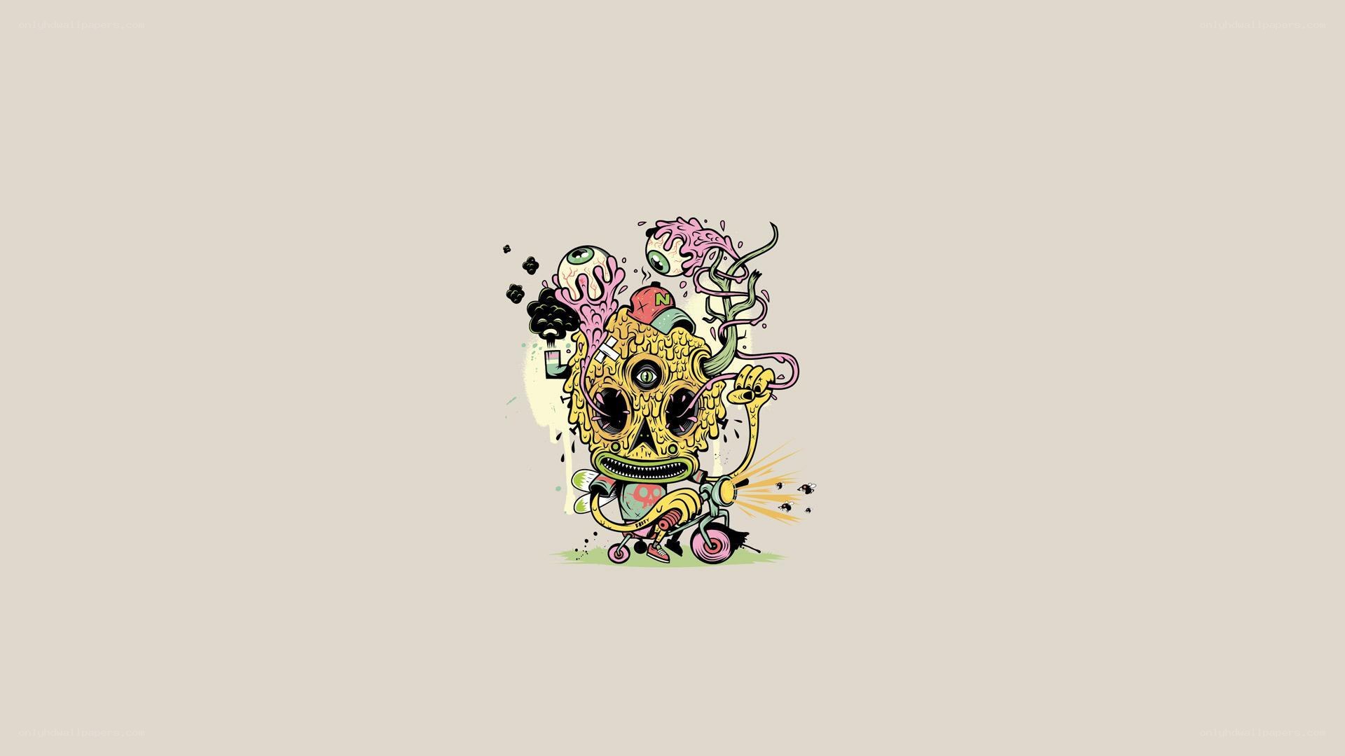 psychedelic skull character