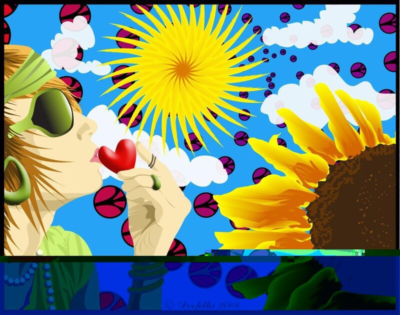 psychedelic sunflower kiss