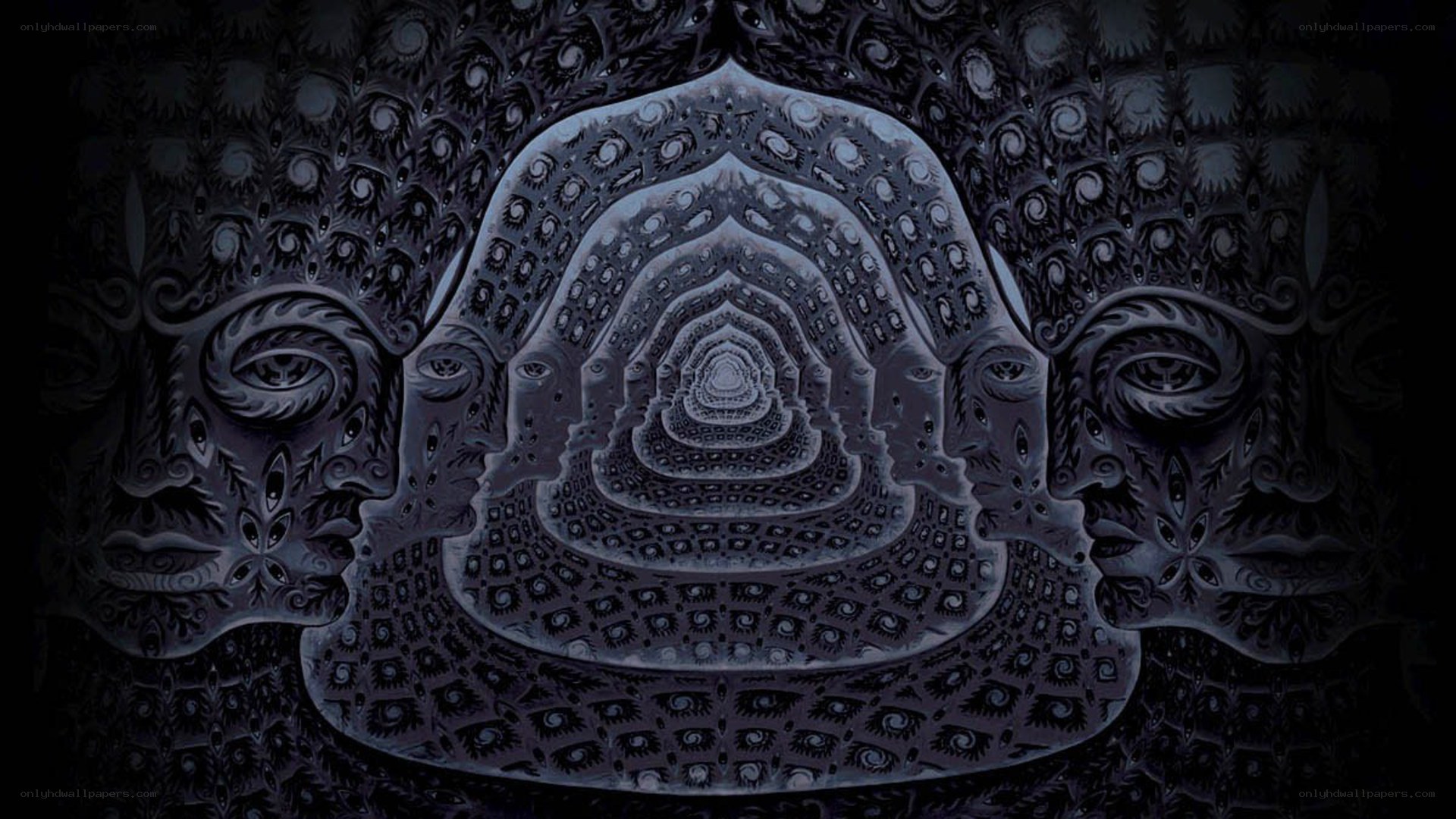 psychedelic tunnel of faces