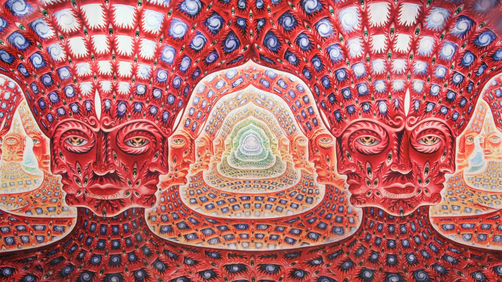 psychedelic tunnel of faces