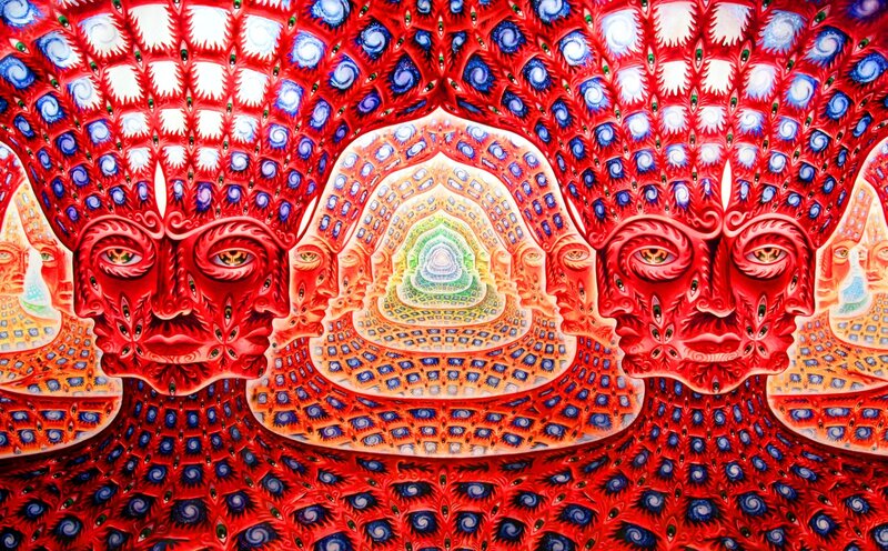 Psychedelic tunnel of faces