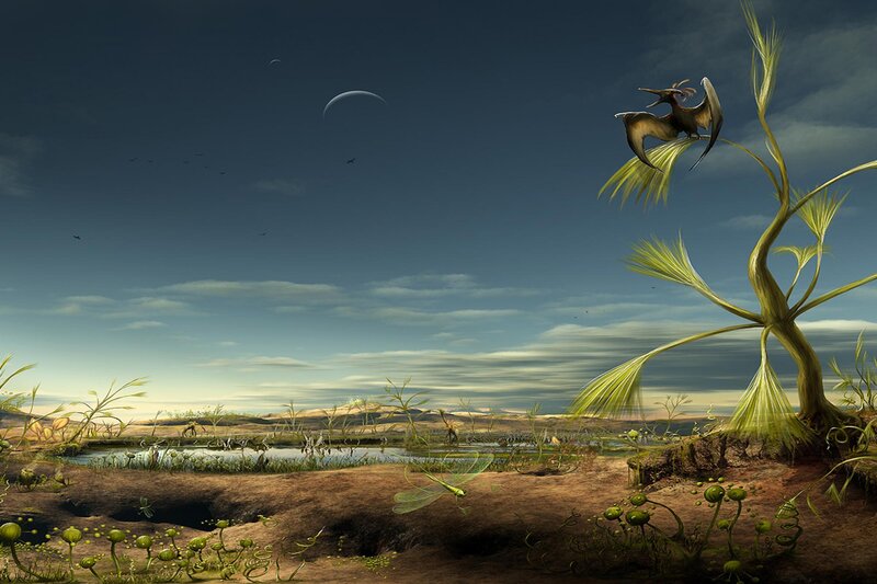 Pterodactyl on Plant — Green, Serene