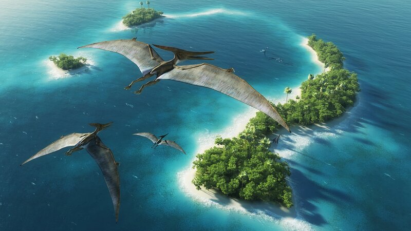 Pterodactyls Flying — Blue