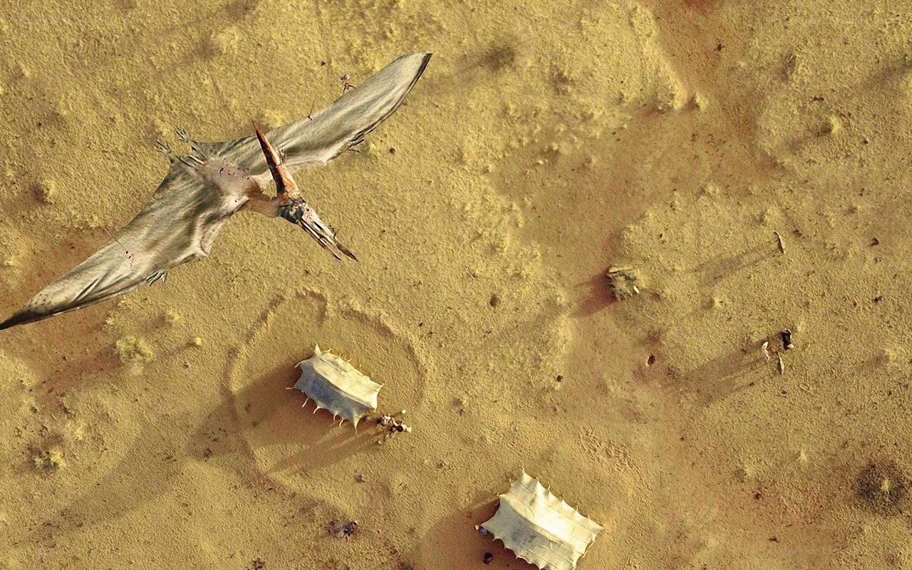Pterosaur in desert landscape