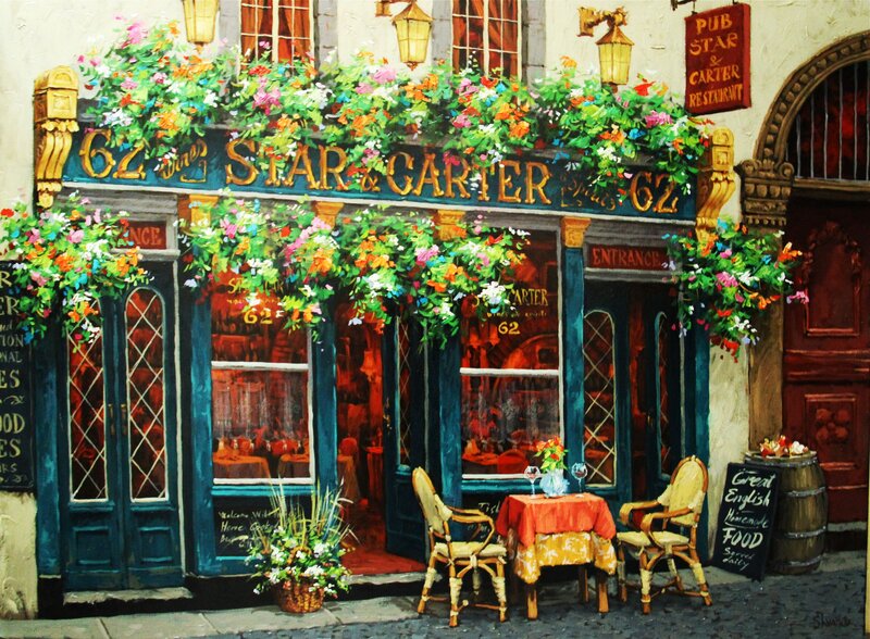 Pub Storefront with Flowers