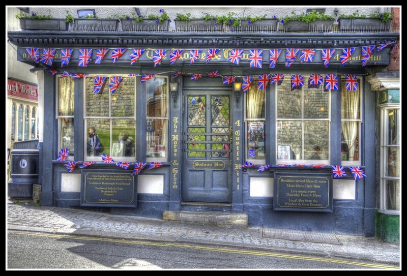 Pub with Union Jack Flags