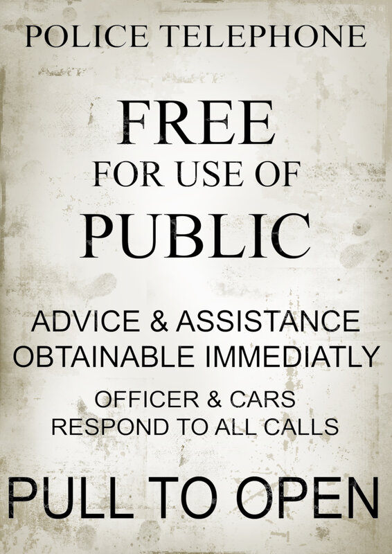 Public police telephone sign