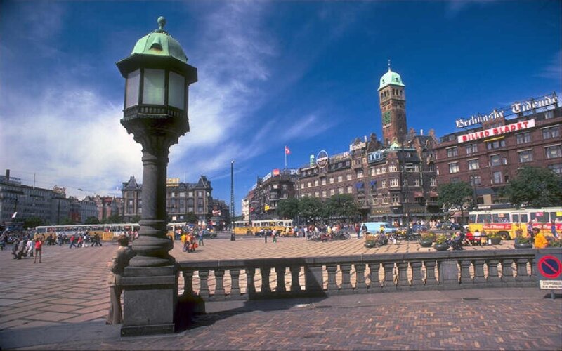 Public Square with Lamp Post