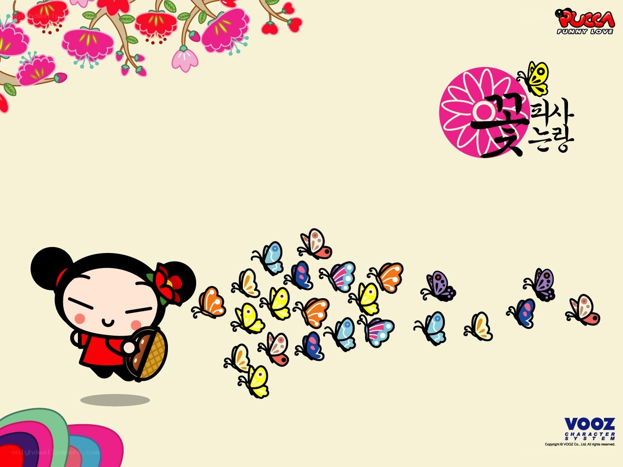 Pucca character with butterflies