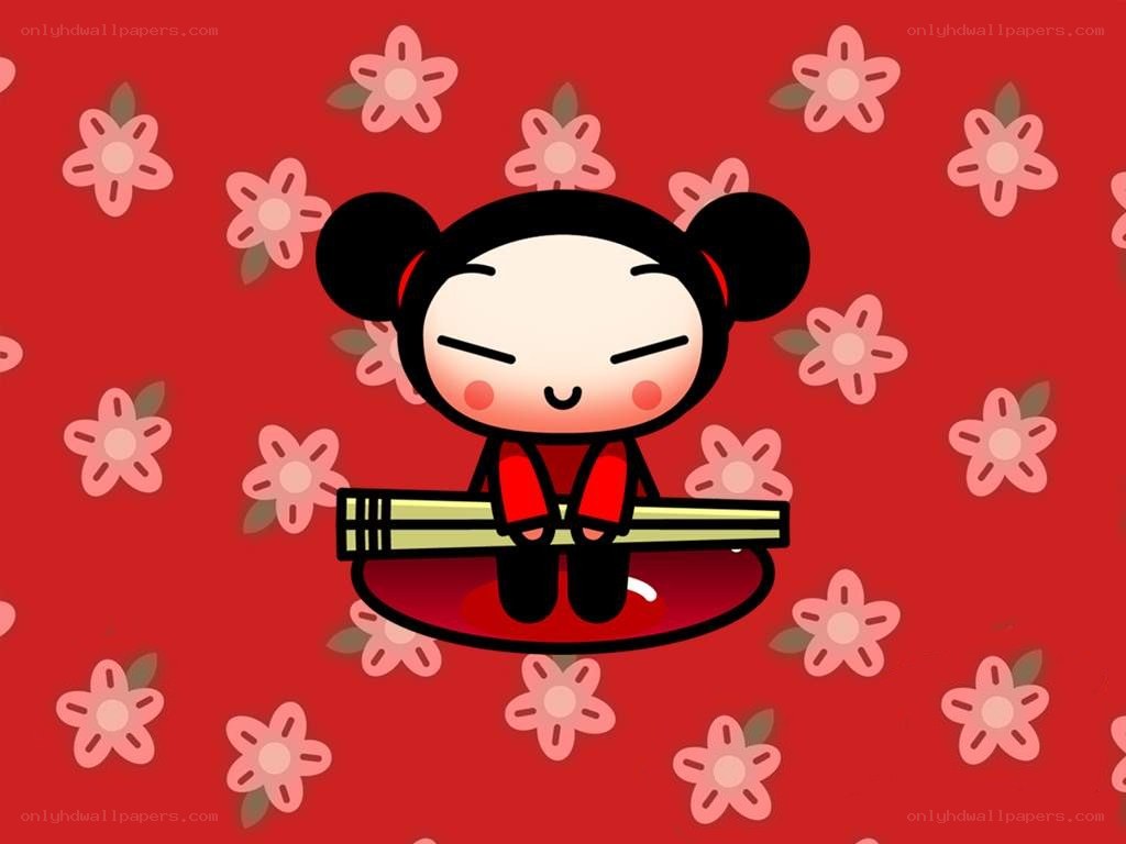 Pucca character with chopsticks