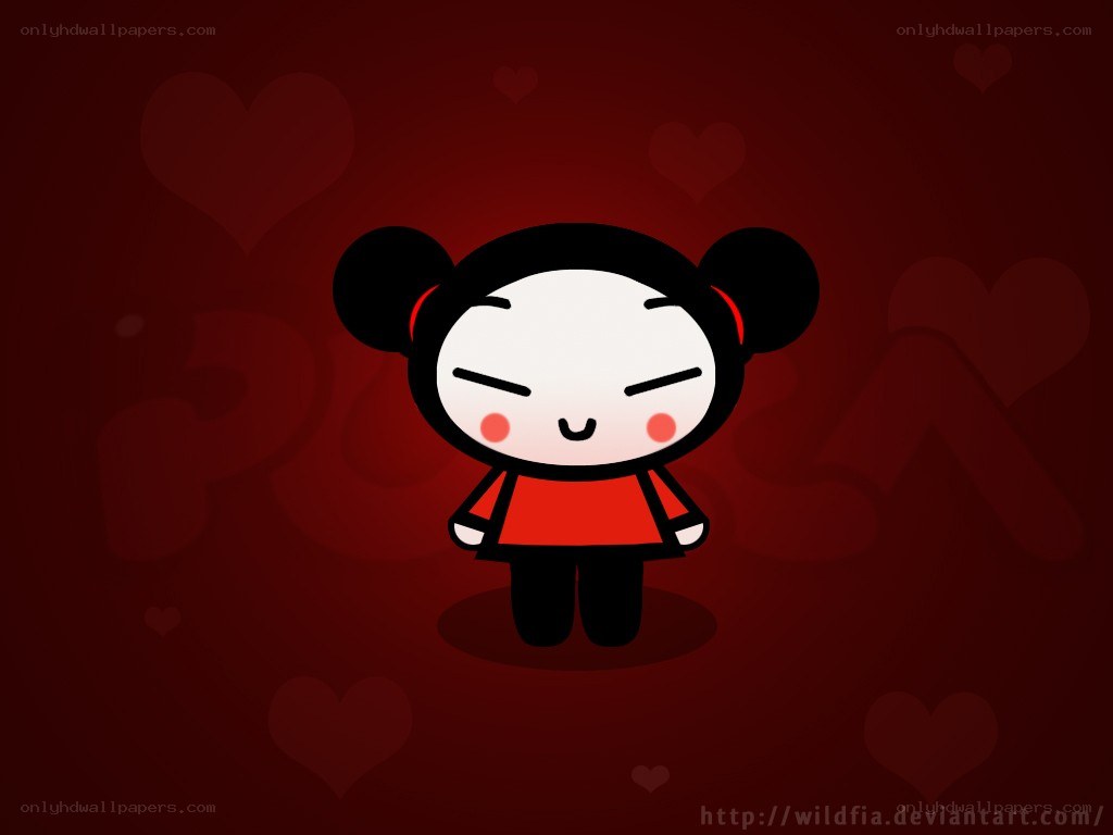 Pucca character with hearts