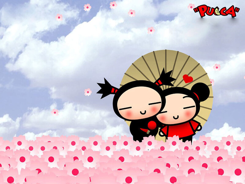 Pucca characters in a flower field