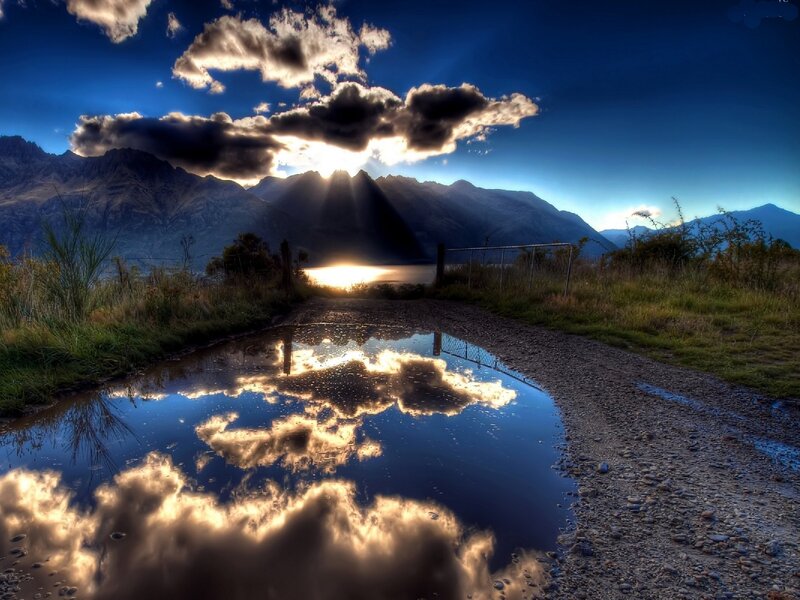 Puddle Reflecting Sky — Blue