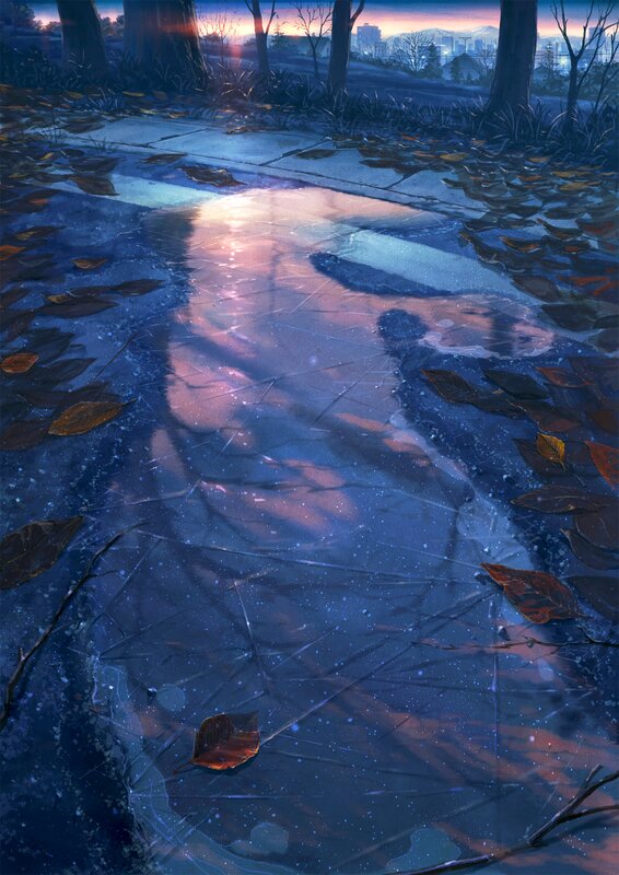 Puddle Reflecting Sunset — Blue