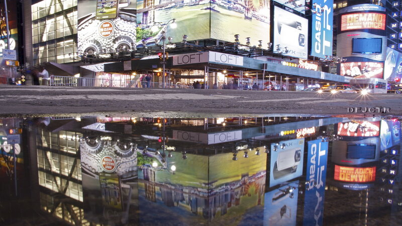 Puddle Reflection in City
