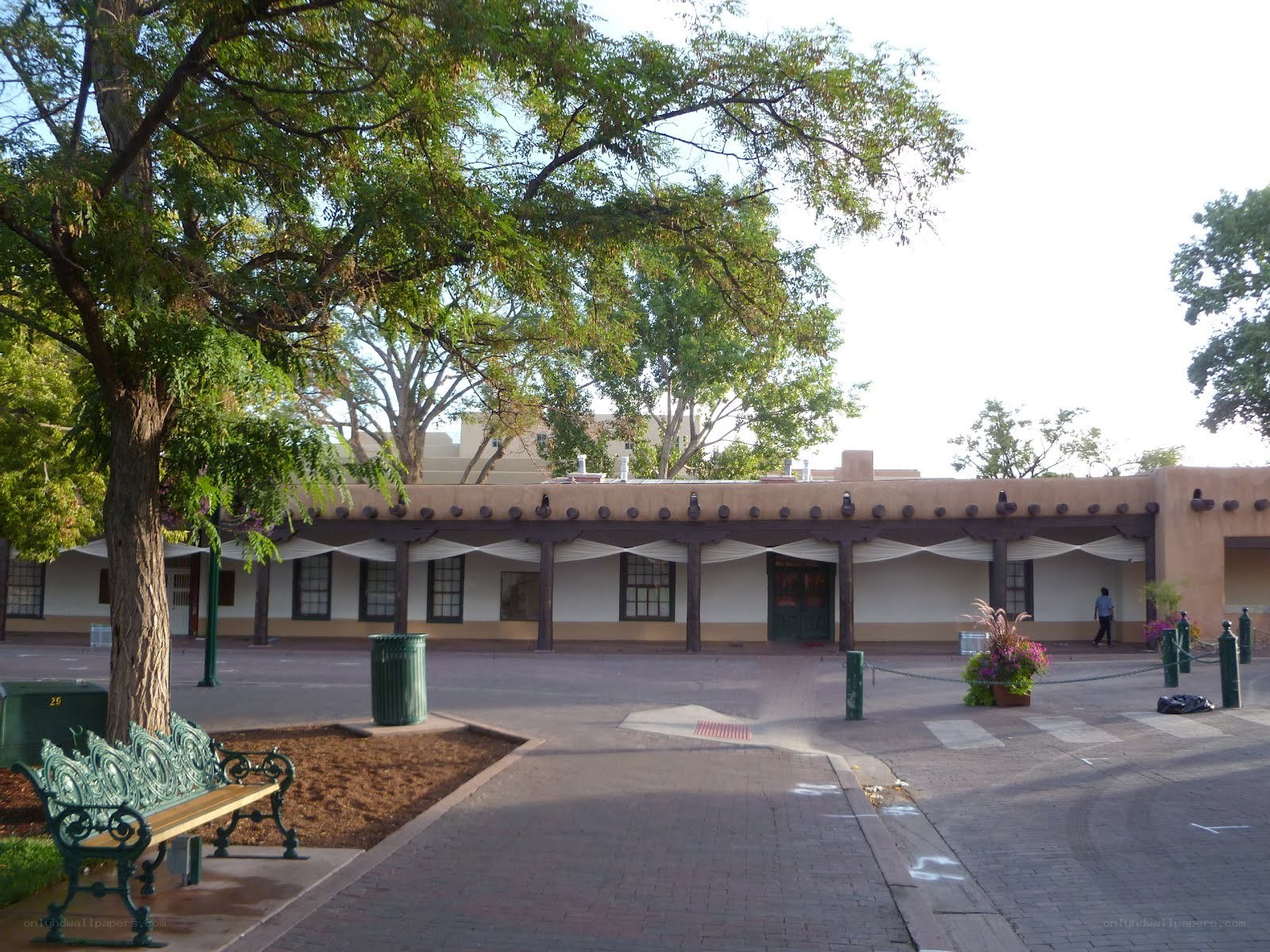 Pueblo-style building with courtyard