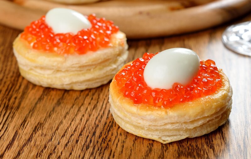 Puff Pastry with Caviar — Orange