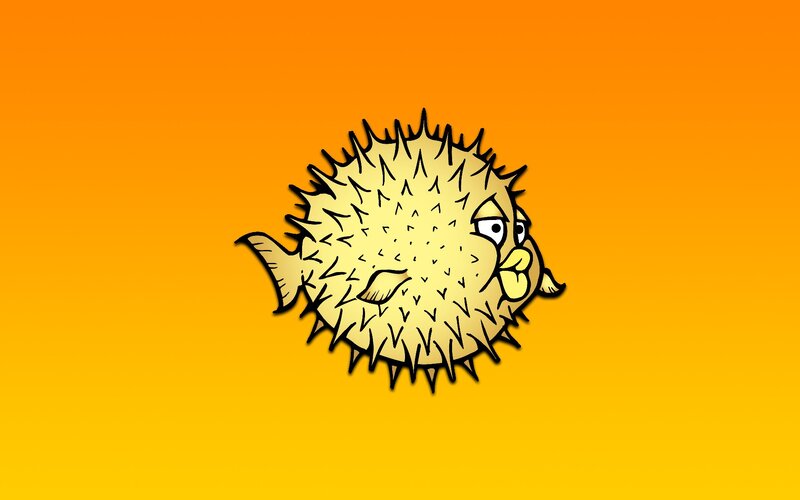 Puffer Fish Cartoon — Orange, Playful, Illustration