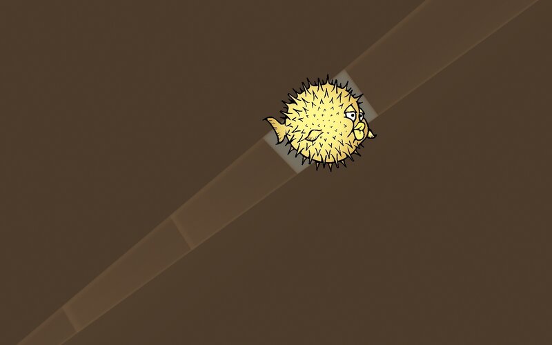 puffer fish on a beam