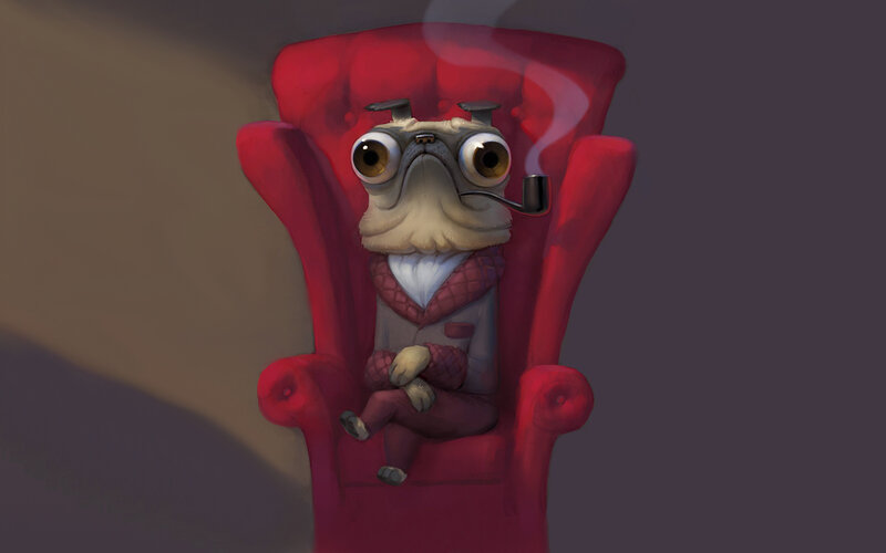 Pug Dog in Armchair