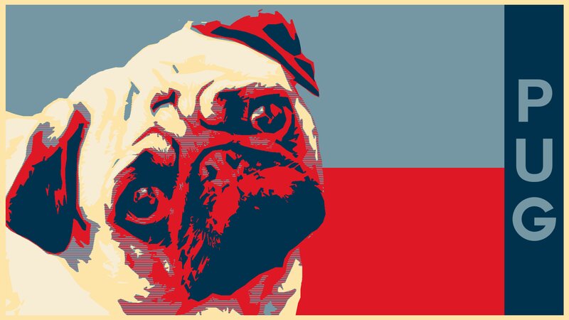 Pug Dog Portrait — Red