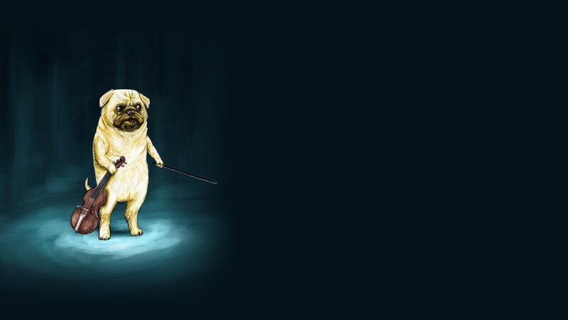 Pug Dog with Violin