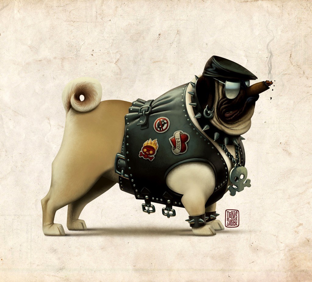 pug in biker gear