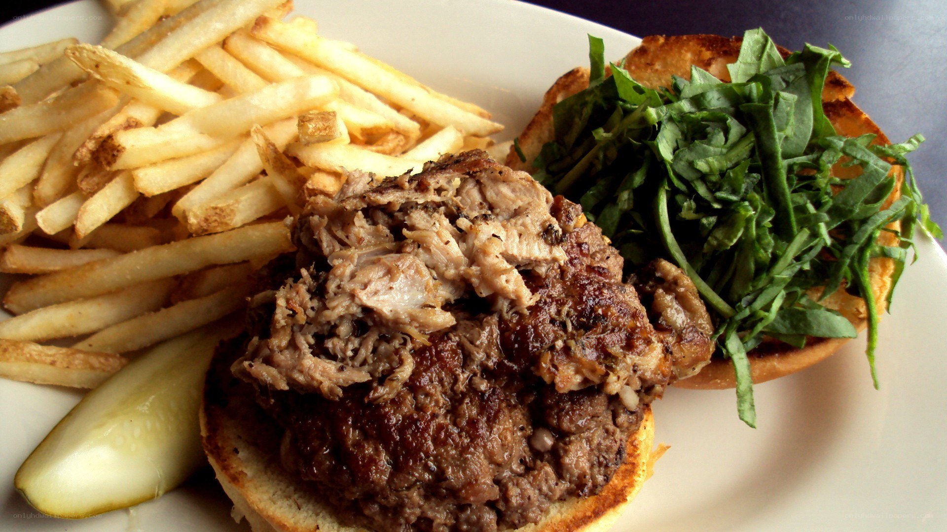Pulled pork sandwich with fries