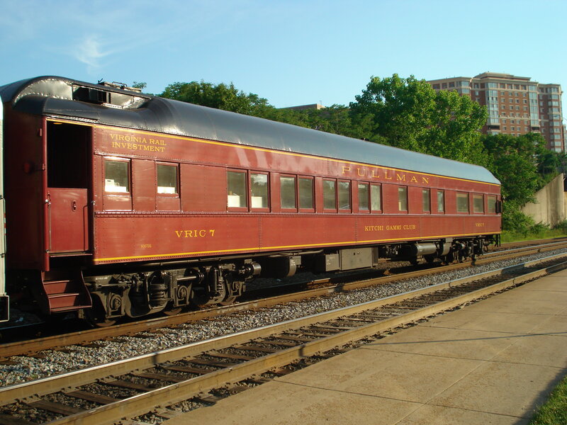 Pullman train car on tracks