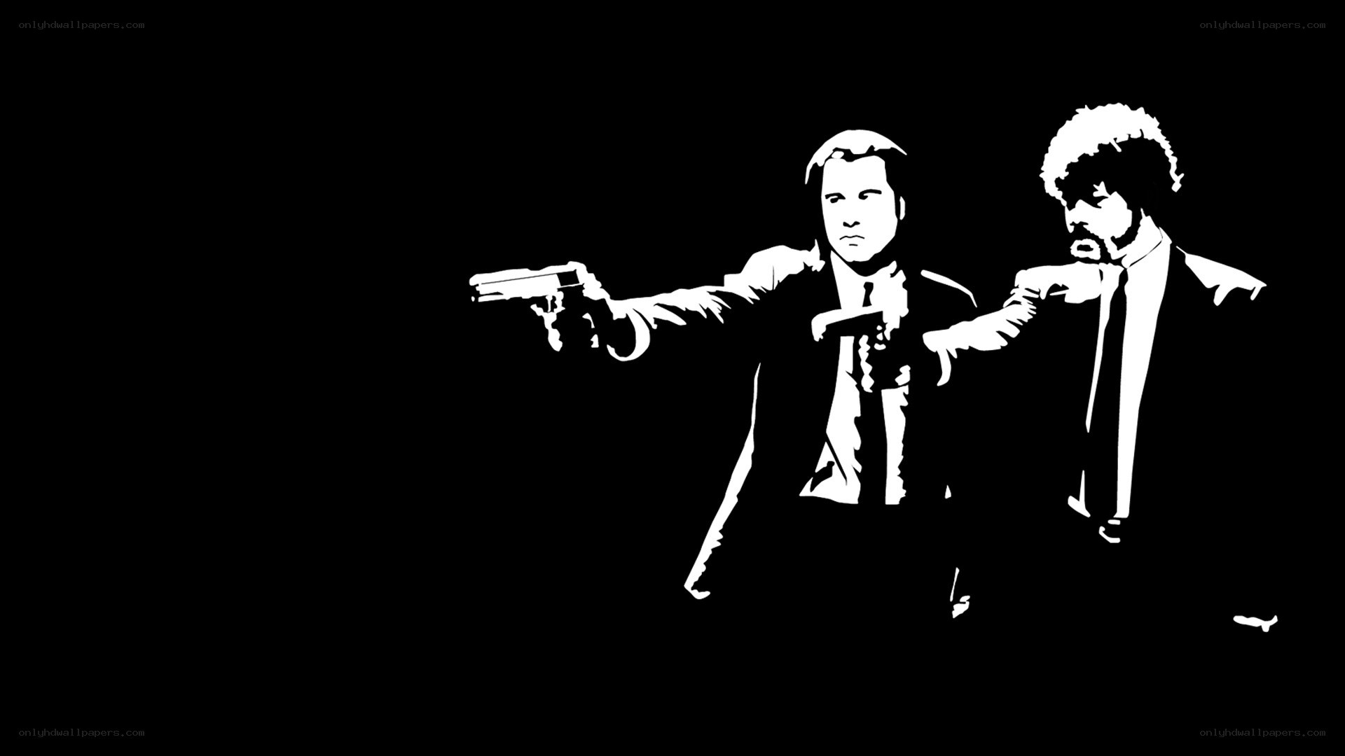 Pulp Fiction characters in black and white