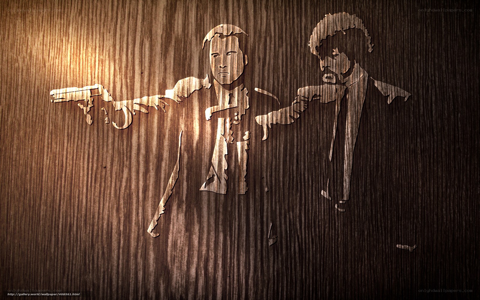 Pulp Fiction characters woodcut