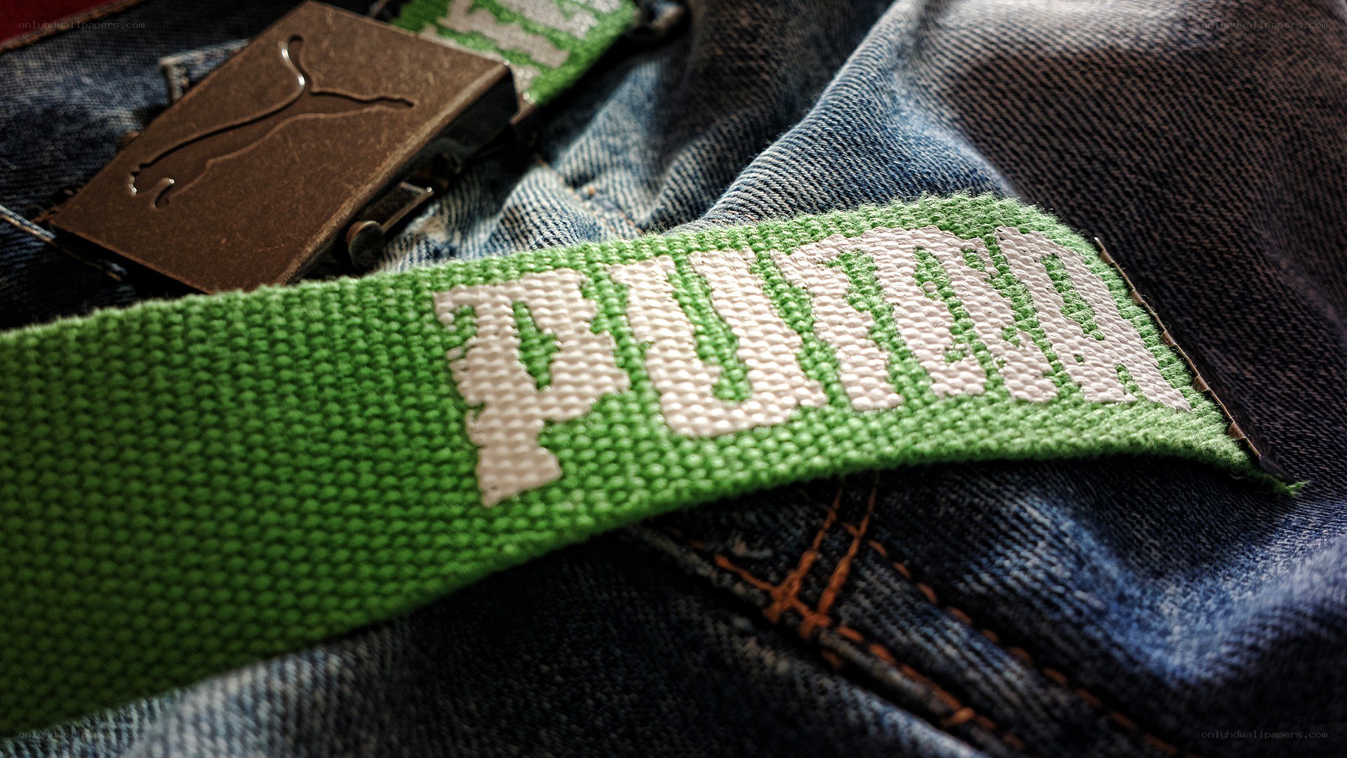 Puma belt on jeans