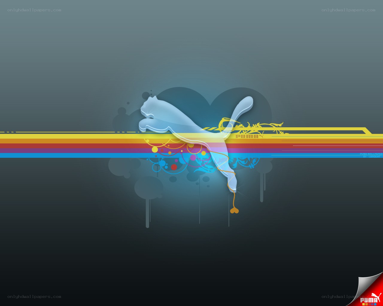 Puma logo with colorful stripes