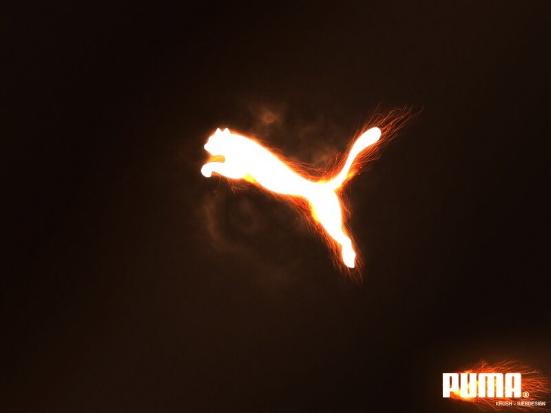 Puma logo with fire effect